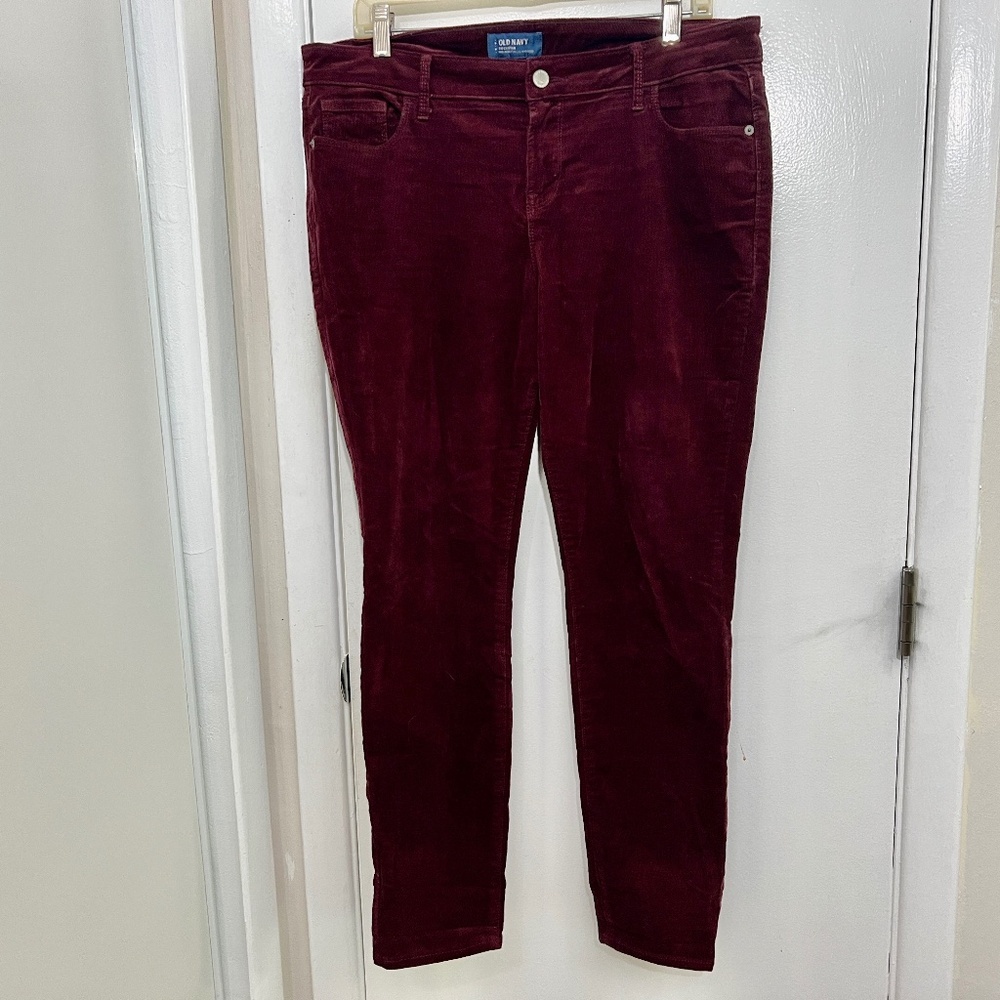 Old Navy Soft Velvet High Waisted Wide Leg Pants Plum color Size 14